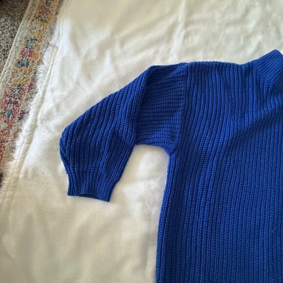 Vintage Blue Chunky Knit Sweater 3/4 sleeve M - Picture 5 of 7